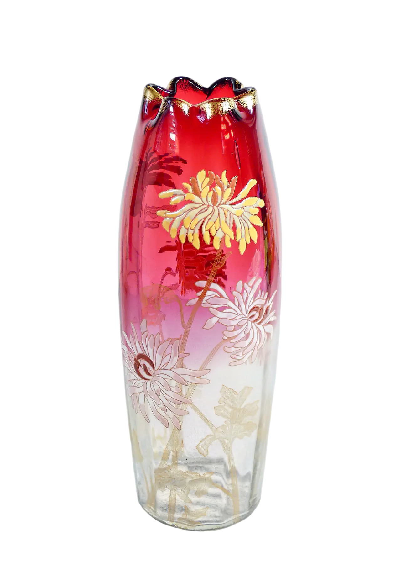 Legras hand-painted blown glass vase, 20th century 12