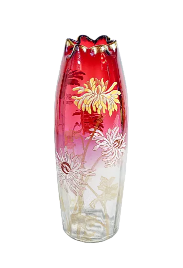 Legras hand-painted blown glass vase, 20th century