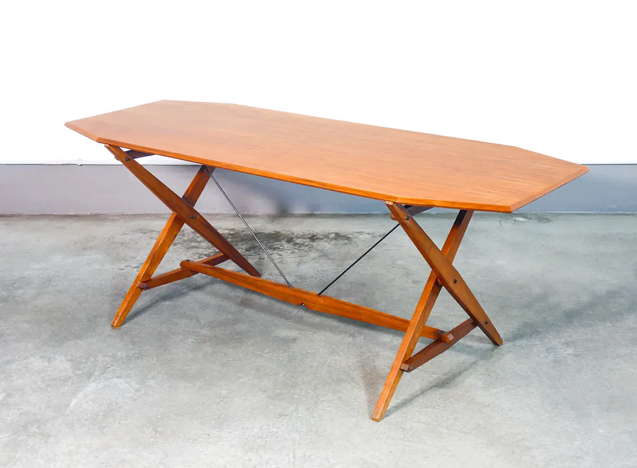 TL2 trestle table by Franco Albini in solid wood, 1950s 1
