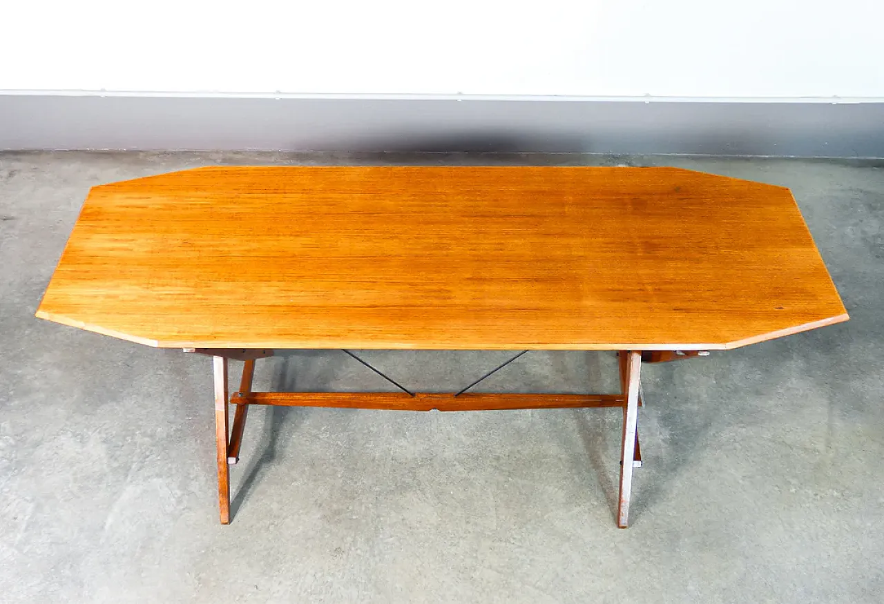 TL2 trestle table by Franco Albini in solid wood, 1950s 3