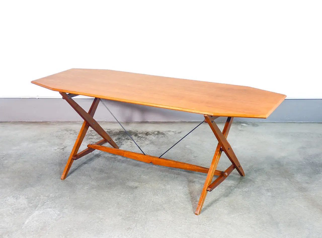 TL2 trestle table by Franco Albini in solid wood, 1950s 8
