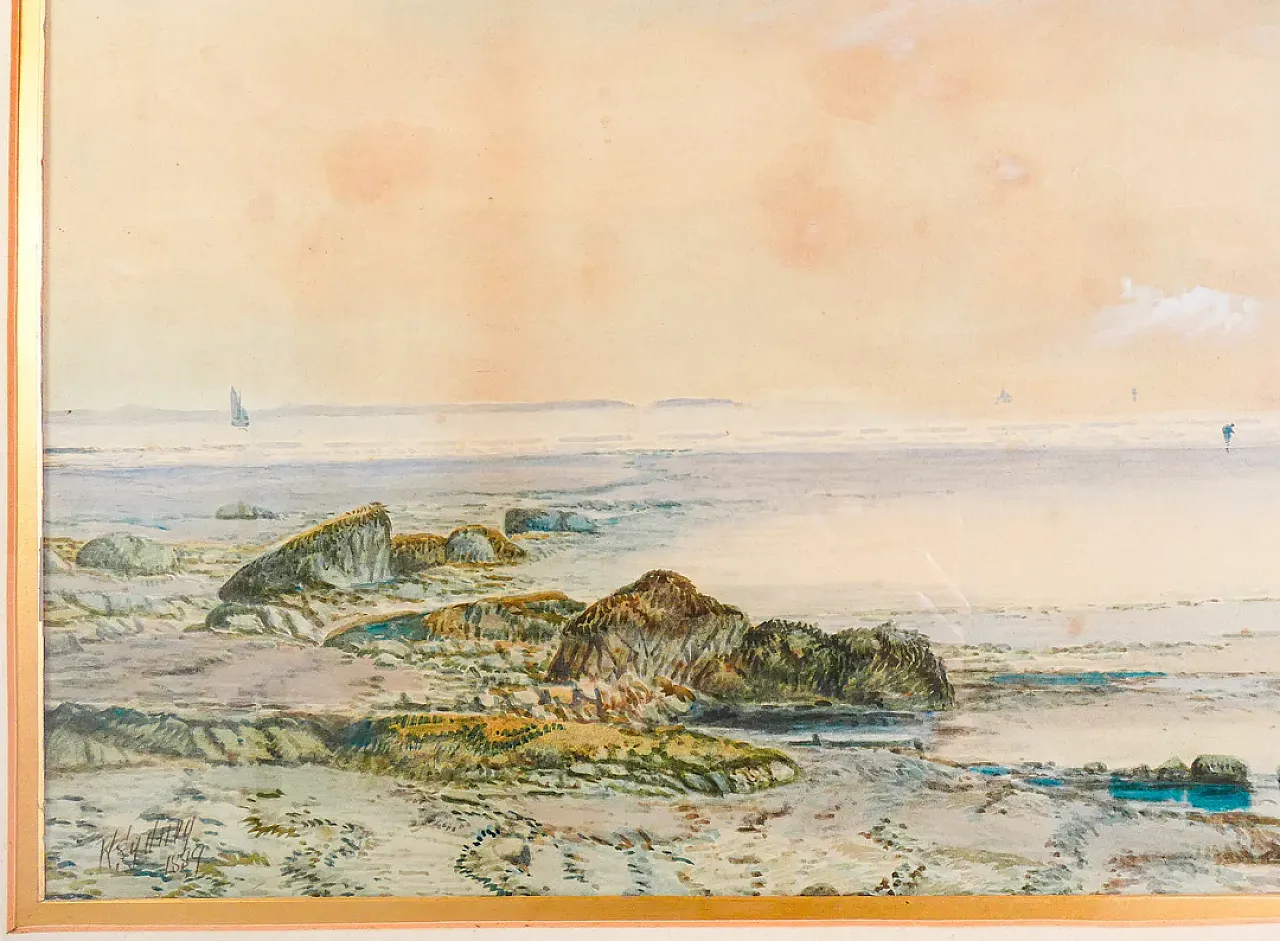 Beachcombers on the Coast of Cornwall at Low Tide di K.Sydney, '800 2