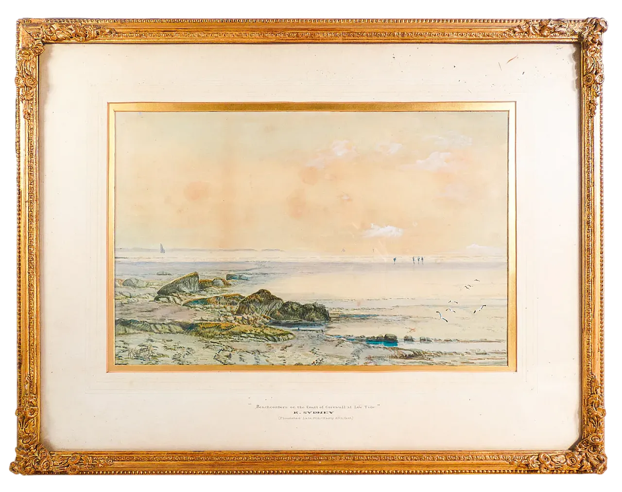 Beachcombers on the Coast of Cornwall at Low Tide di K.Sydney, '800 6