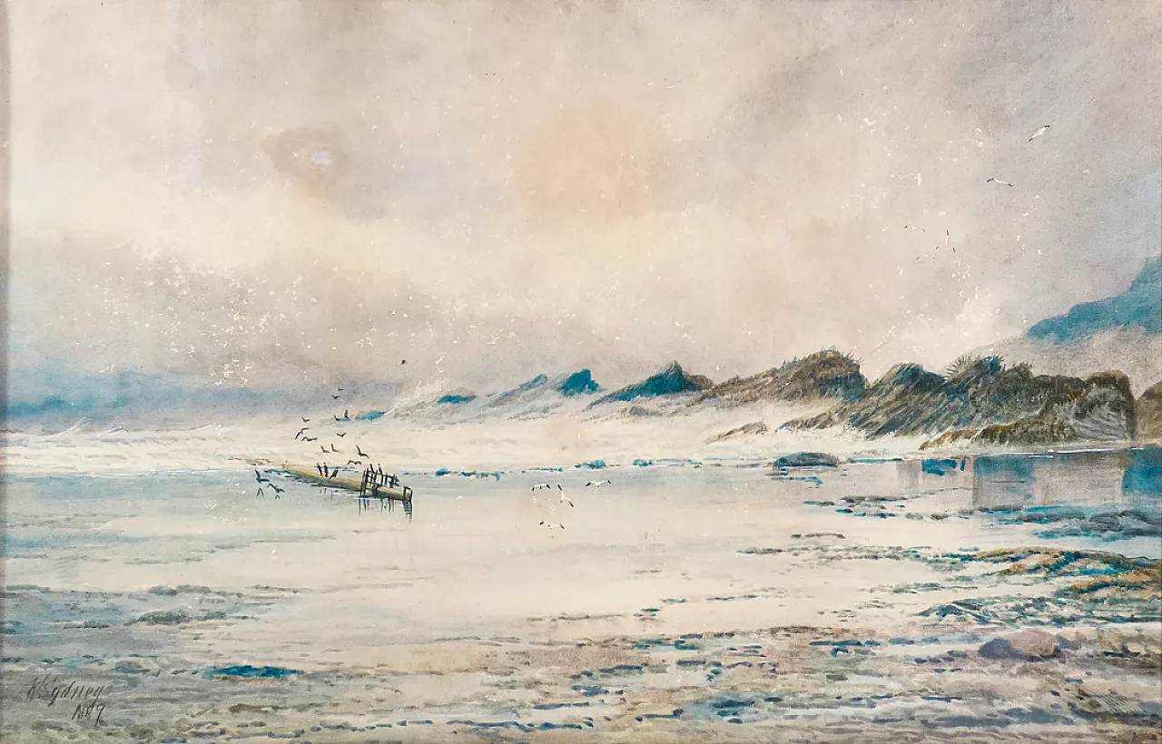 The Remains of a Wreck on the Cornish Coast di K.Sydney, '800 2