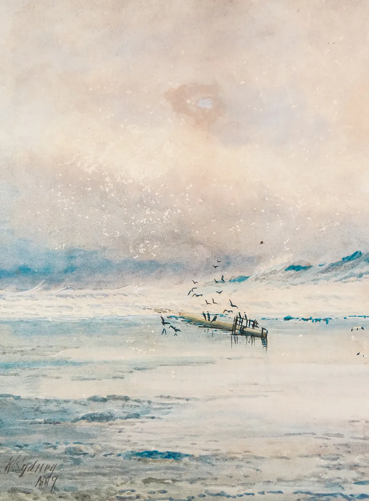 The Remains of a Wreck on the Cornish Coast di K.Sydney, '800 4