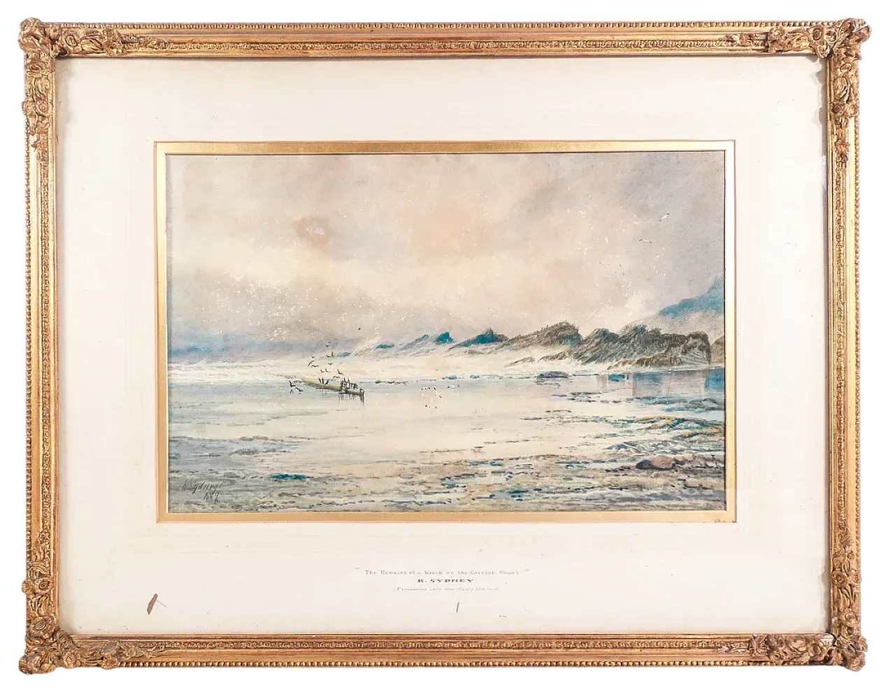 The Remains of a Wreck on the Cornish Coast di K.Sydney, '800 8