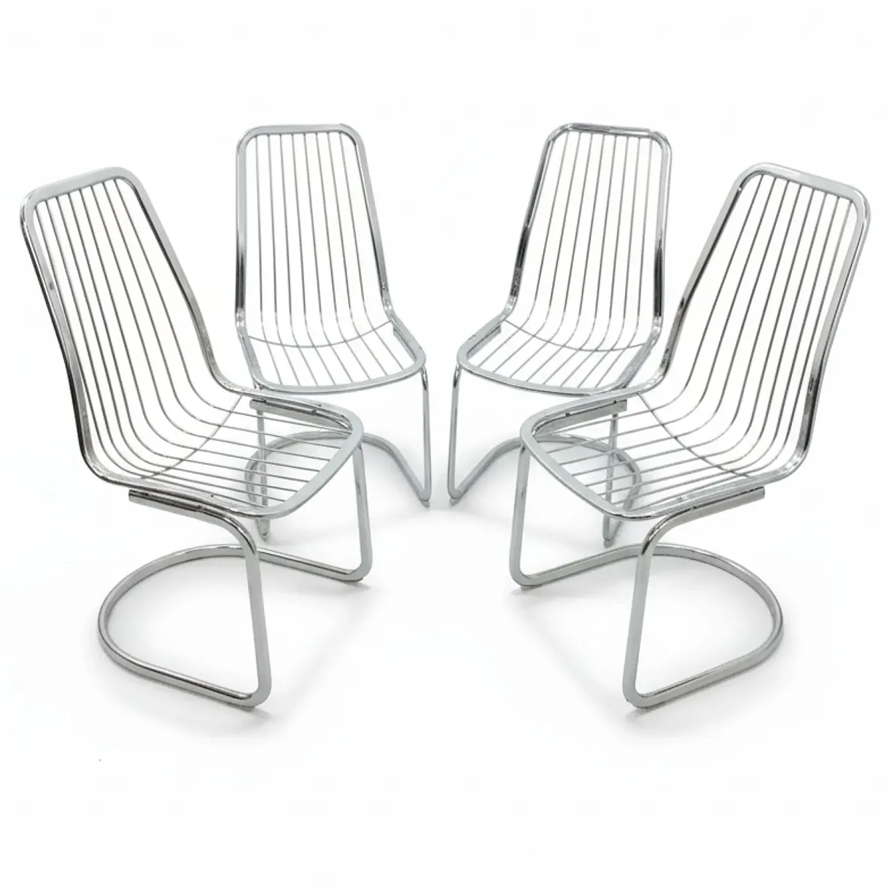 4 sedie cromate di Gastone Rinaldi, anni '70 2