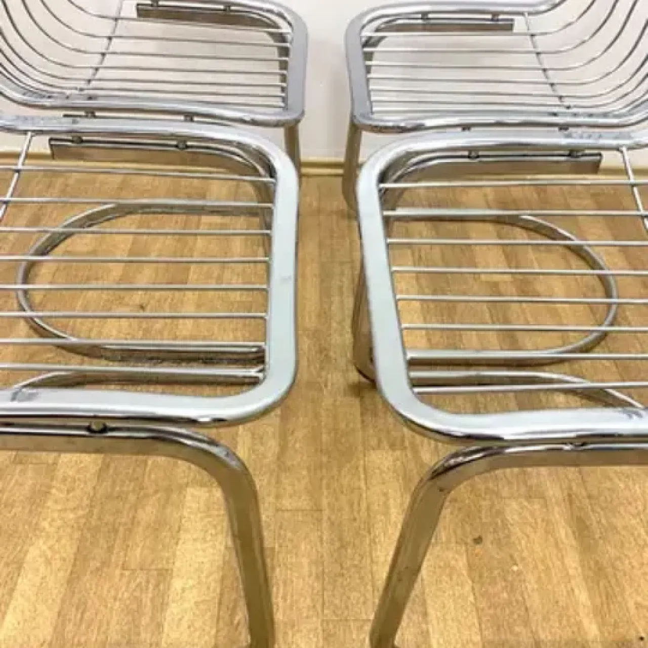 4 sedie cromate di Gastone Rinaldi, anni '70 5