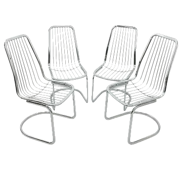 4 sedie cromate di Gastone Rinaldi, anni '70