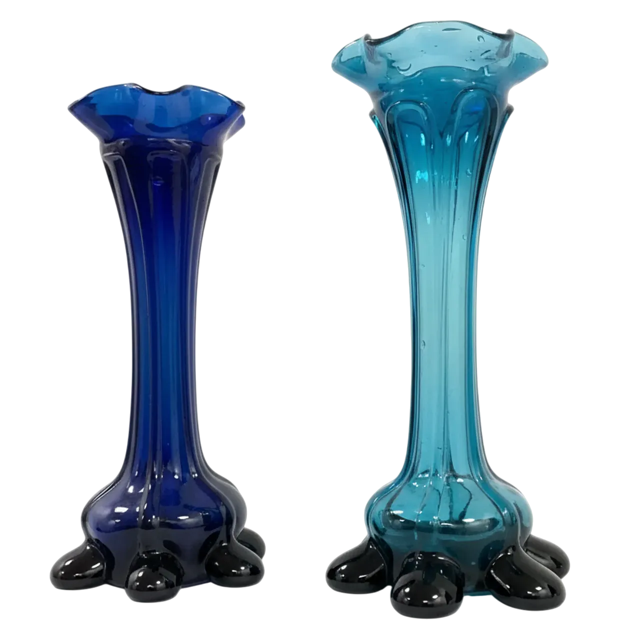 Coppia di vasi in vetro blu, anni '60 10