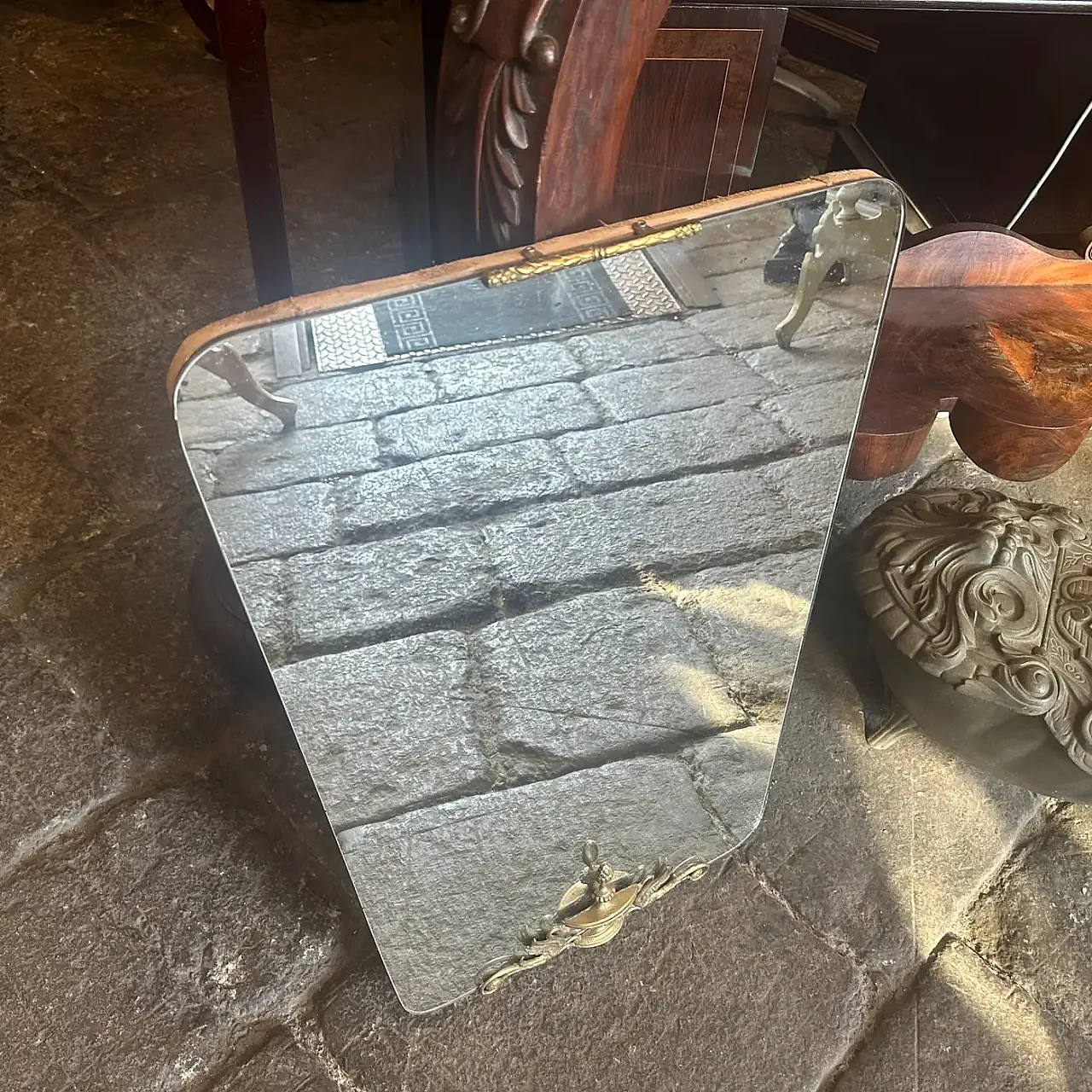 Specchio da parete Mid-Century Modern in ottone di Gio Ponti, anni '40 10