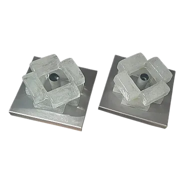 Coppia di applique in vetro di Murano di A.Poli per Poliarte, anni '70