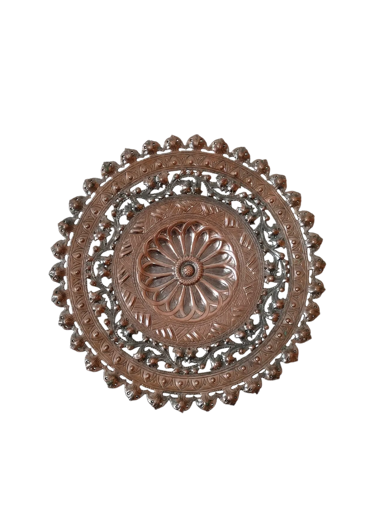 Ornamental plate in Egidio Casagrande style, in copper, 1950s 7