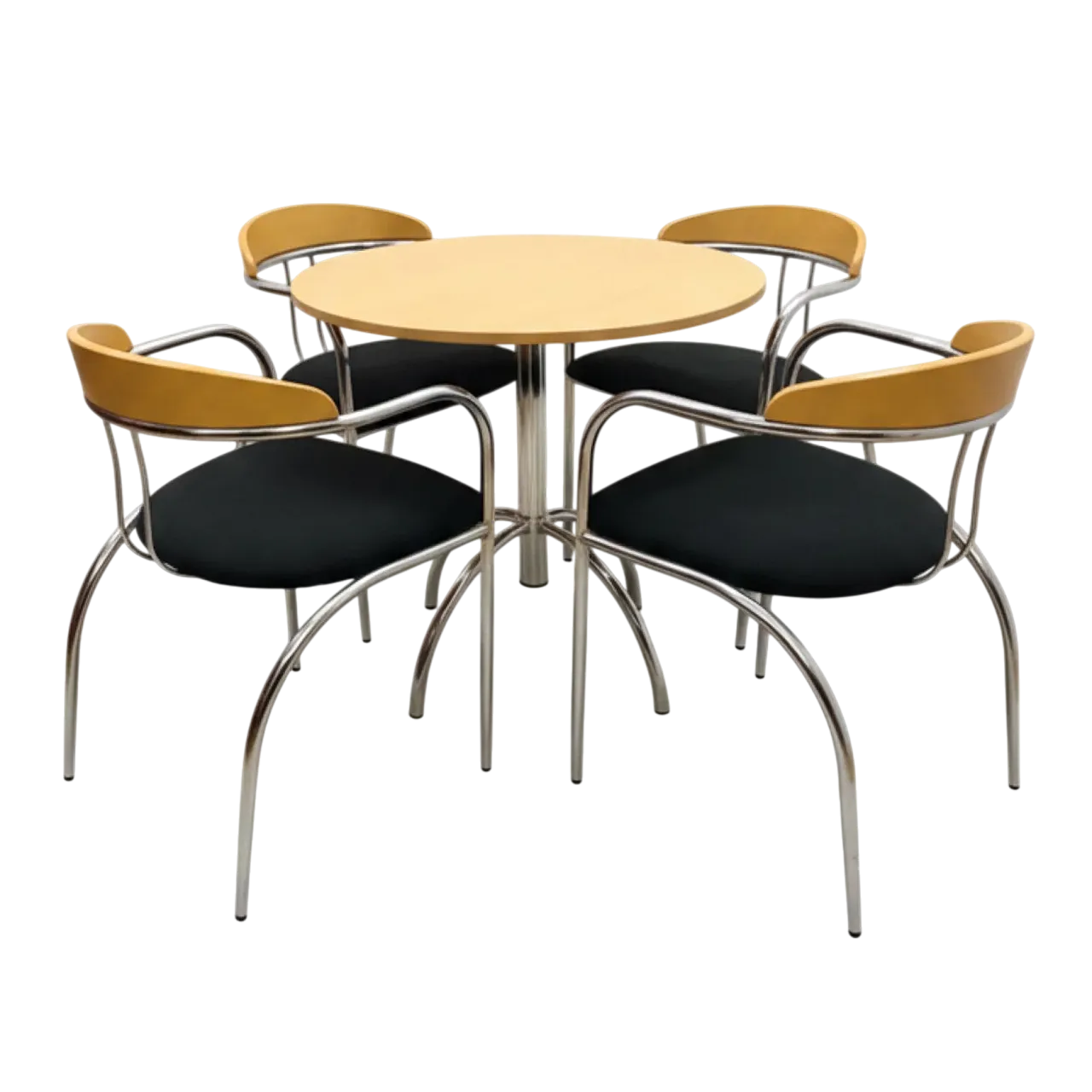 Tavolo da pranzo con 4 sedie in telaio tubolare cromato, anni '70 7