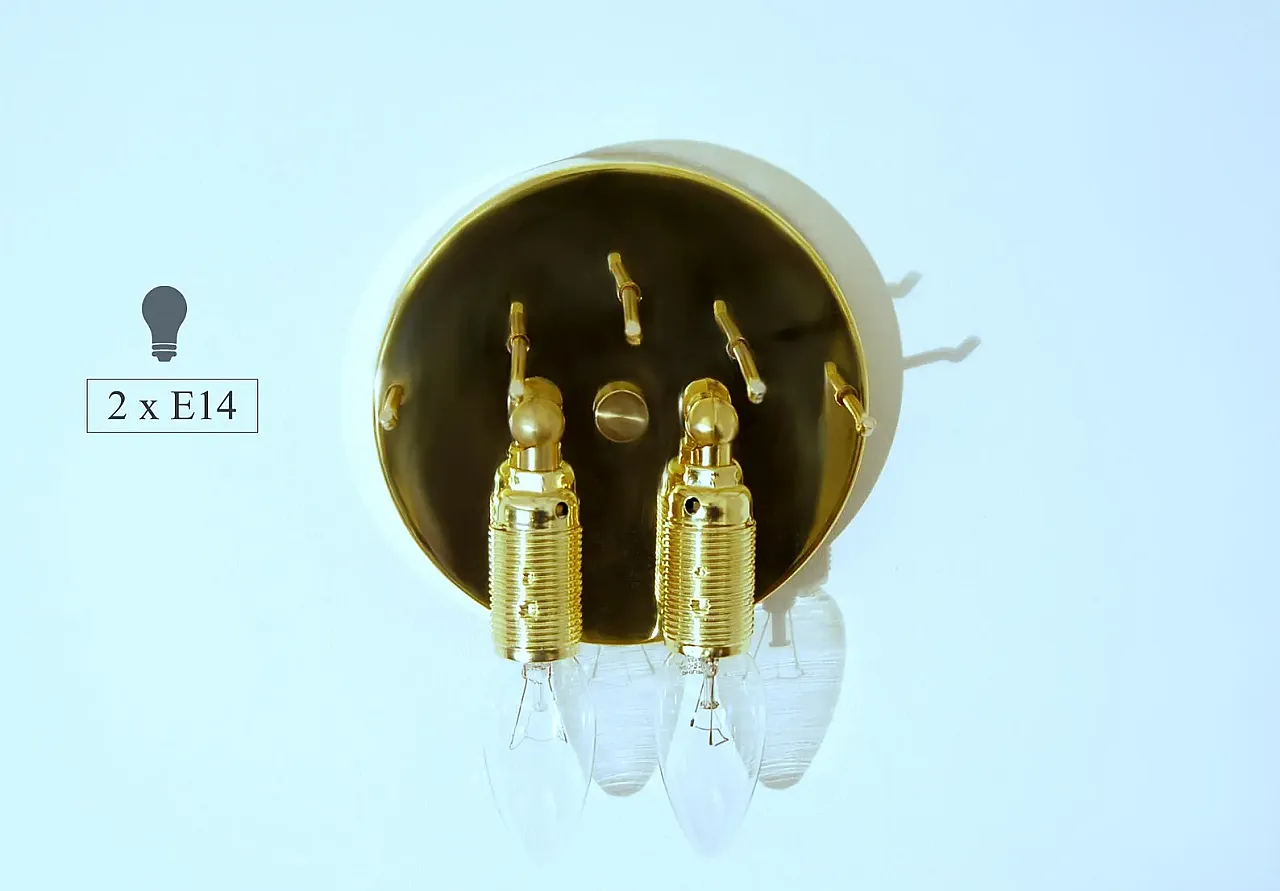 Coppia di lampade da parete Cascata in ottone e vetro di Murano, '900 7