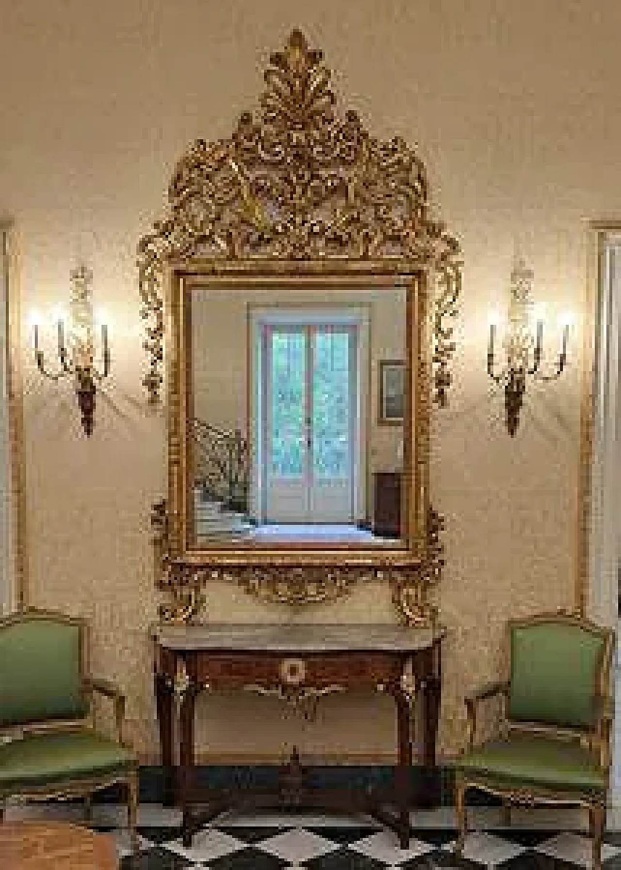 Specchiera in legno scolpito e dorato, tardo '700 10