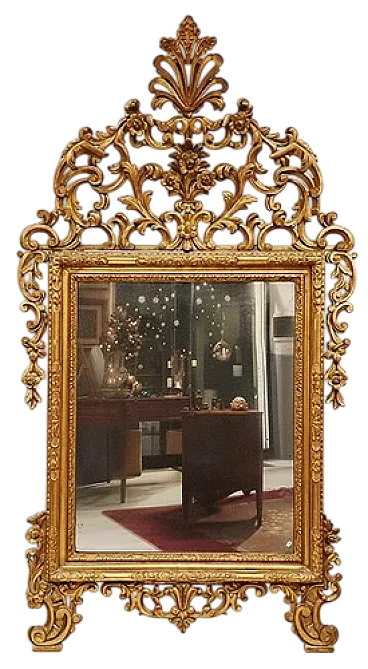 Specchiera in legno scolpito e dorato, tardo '700