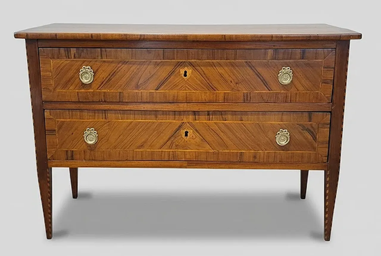 Cassettone a due cassetti in legno, '700 1