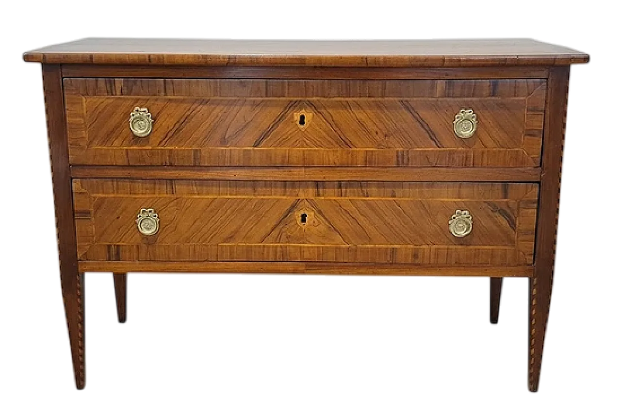 Cassettone a due cassetti in legno, '700 11