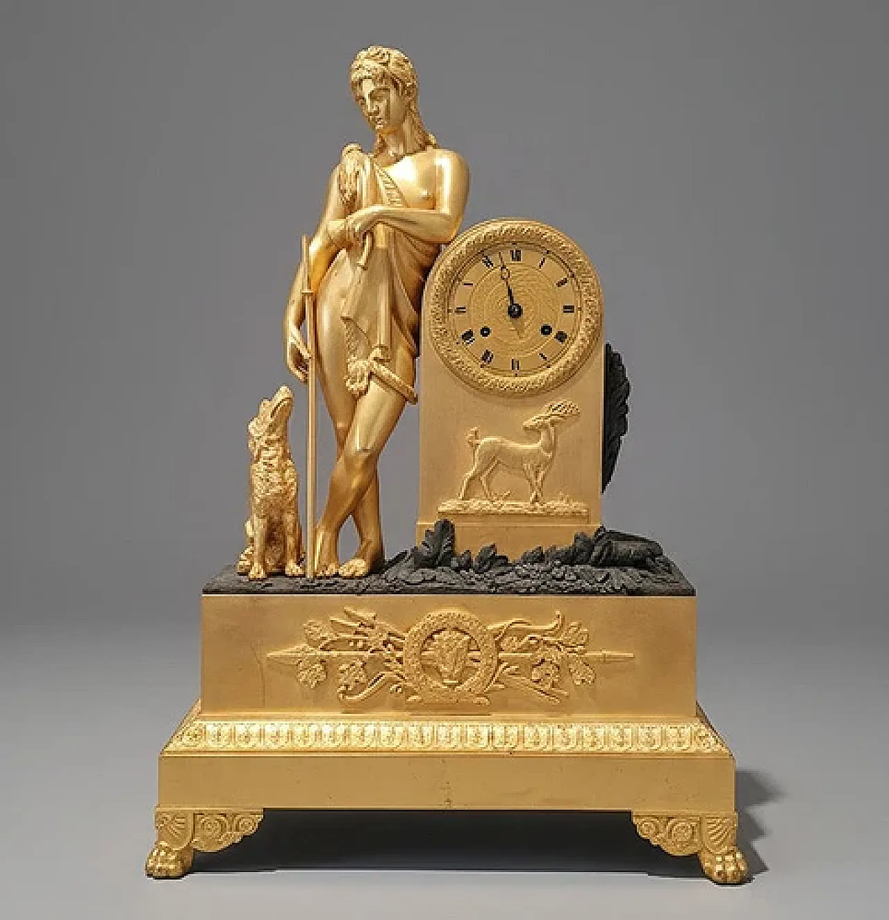 Gilded bronze pendulum clock with Diana the Huntress, 19th century 1