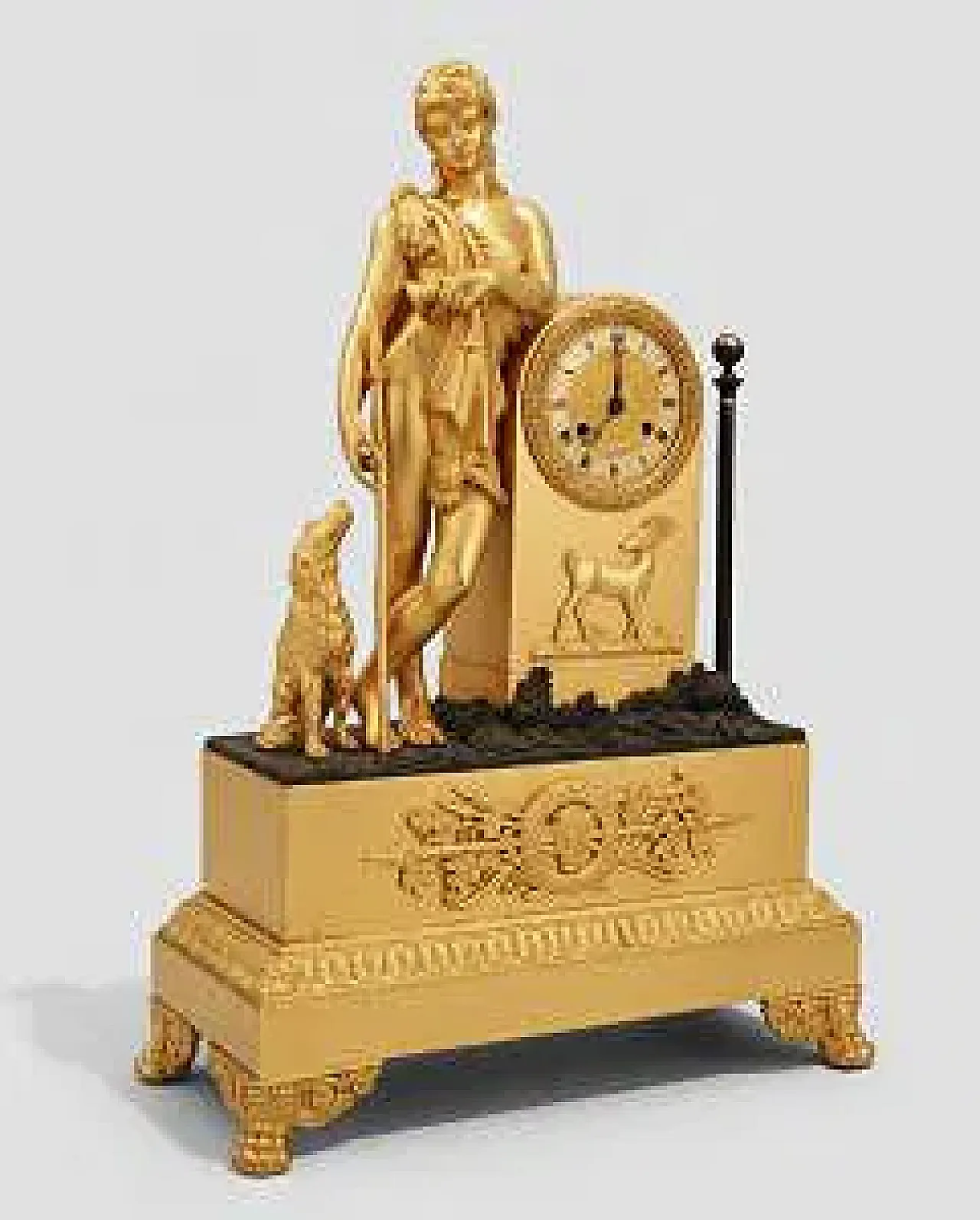 Gilded bronze pendulum clock with Diana the Huntress, 19th century 4