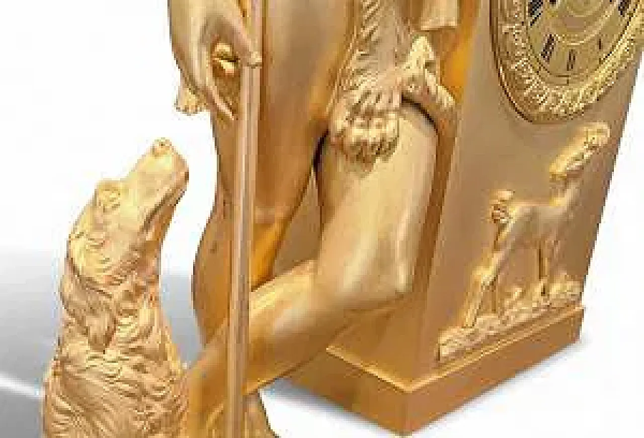 Gilded bronze pendulum clock with Diana the Huntress, 19th century 6