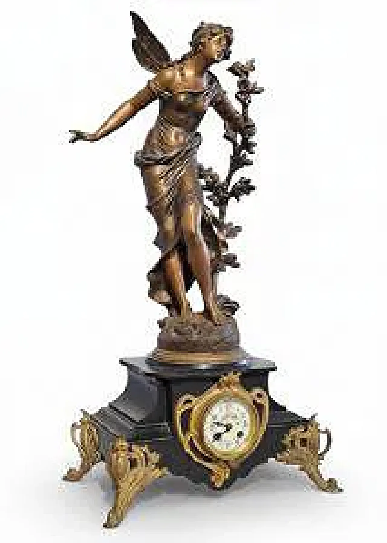 Parfum des Fleurs clocks with sculpture by Auguste Moreau,20th century 5