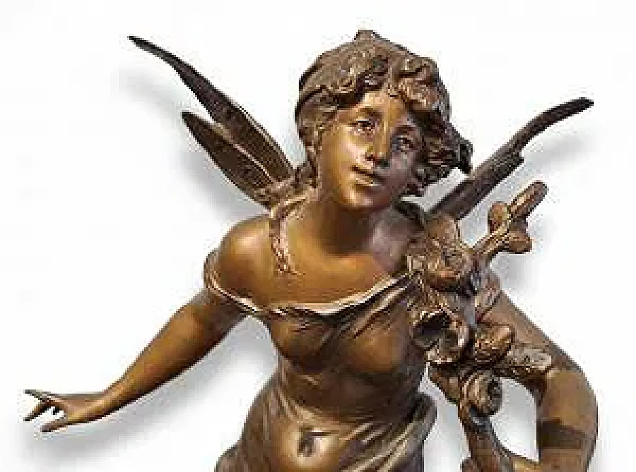 Parfum des Fleurs clocks with sculpture by Auguste Moreau,20th century 6