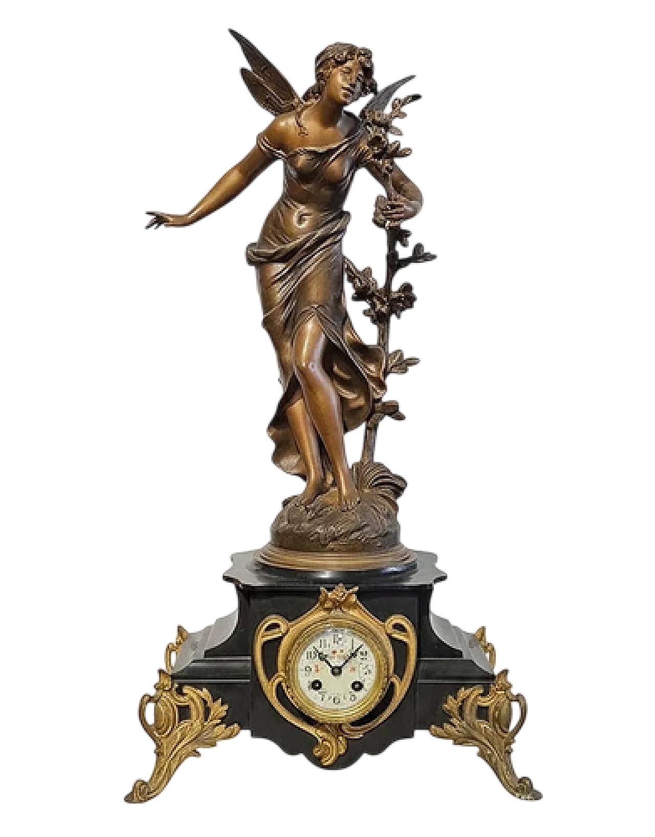 Parfum des Fleurs clocks with sculpture by Auguste Moreau,20th century 10