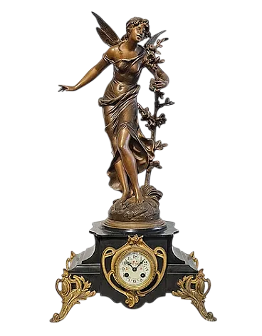 Orologio Parfum des Fleurs con scultura di Auguste Moreau, '900