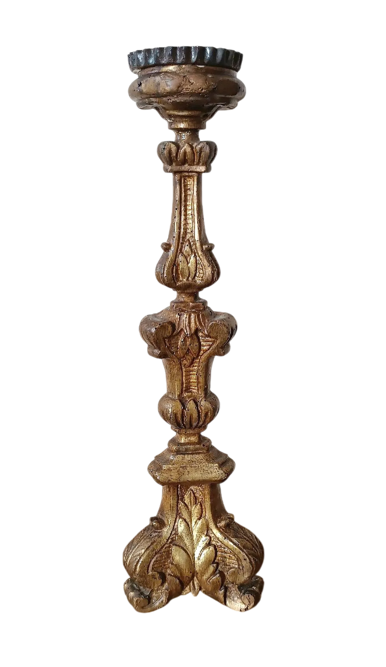 Louis XIV style gilded wooden candlestick, 18th century 7