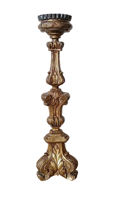 Louis XIV style gilded wooden candlestick, 18th century