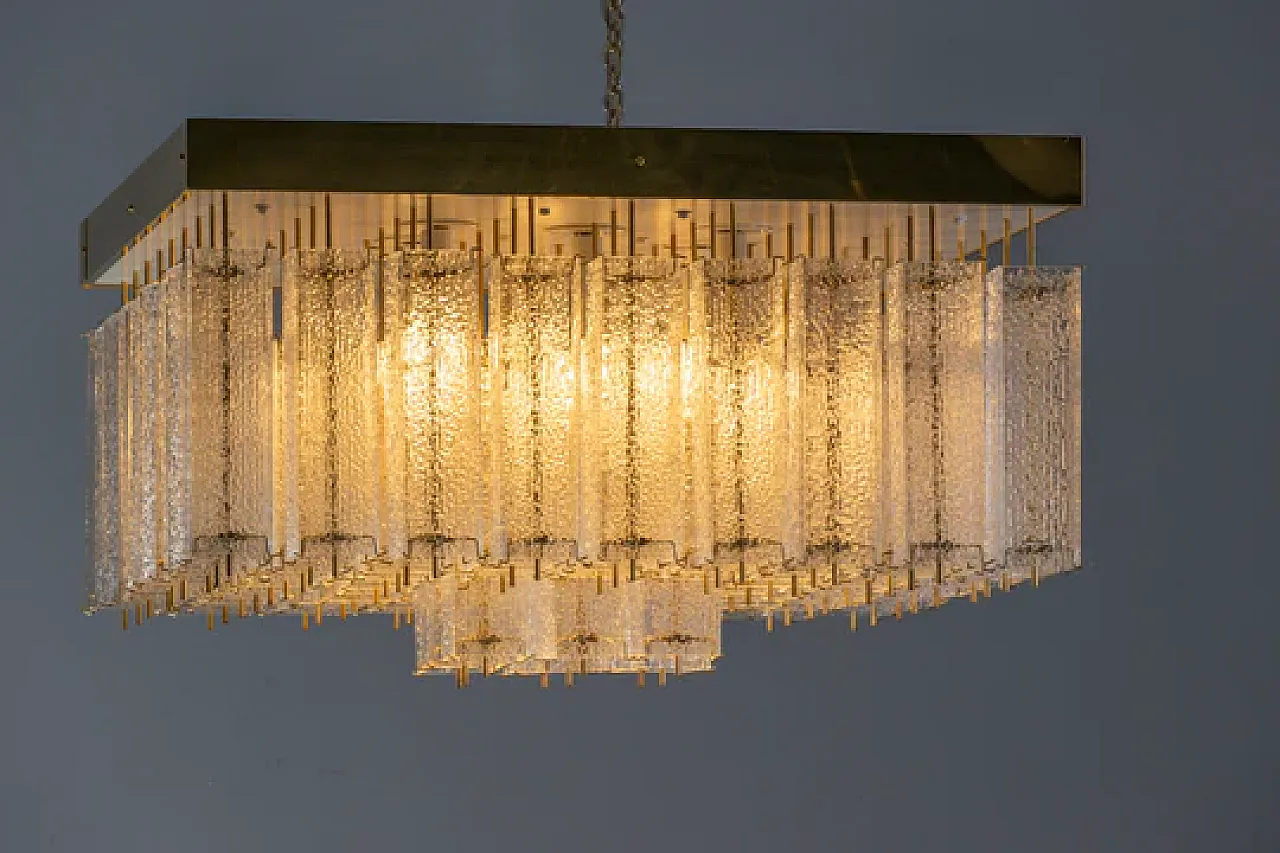 Luce boema a filo in vetro testurizzato e ottone, anni '60 3