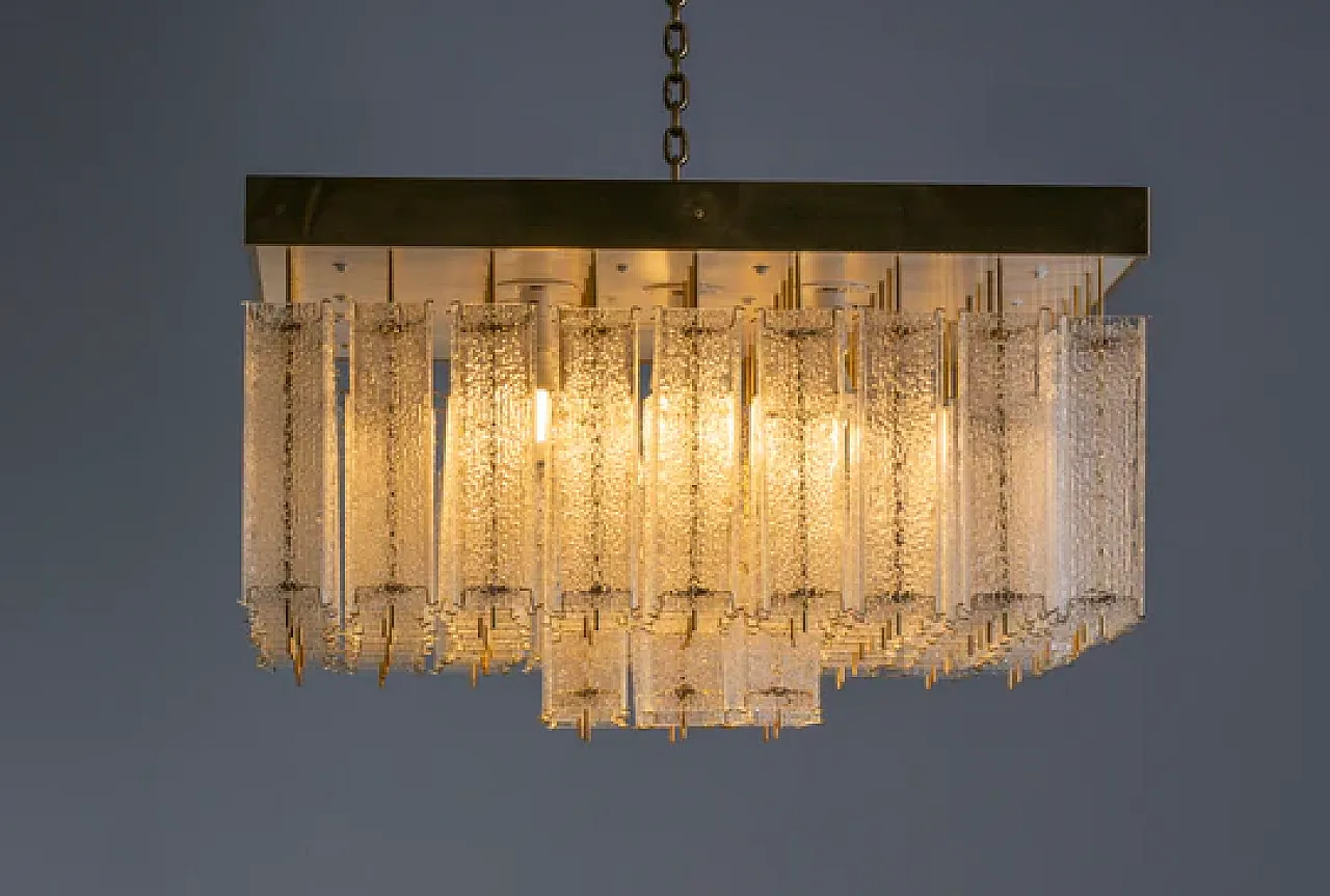 Luce boema a filo in vetro testurizzato e ottone, anni '60 5