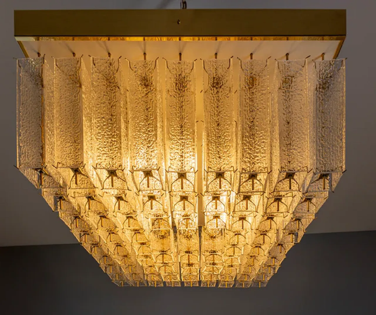 Luce boema a filo in vetro testurizzato e ottone, anni '60 7