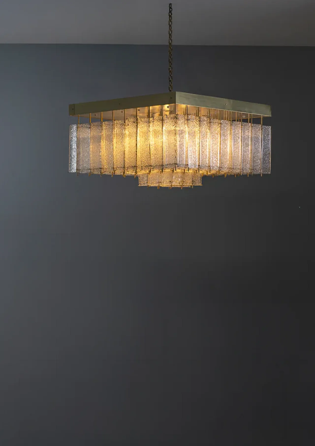 Luce boema a filo in vetro testurizzato e ottone, anni '60 8