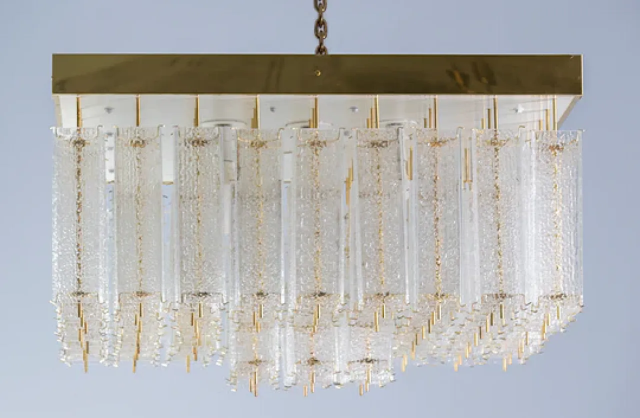 Luce boema a filo in vetro testurizzato e ottone, anni '60 12