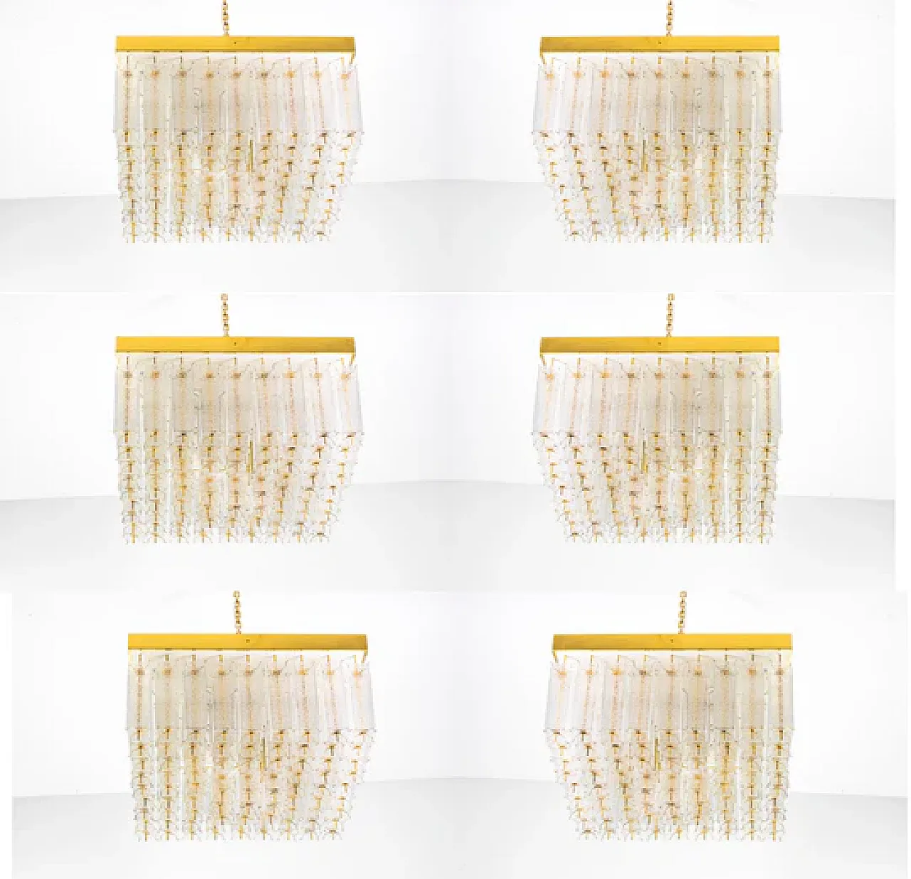 Luce boema a filo in vetro testurizzato e ottone, anni '60 13