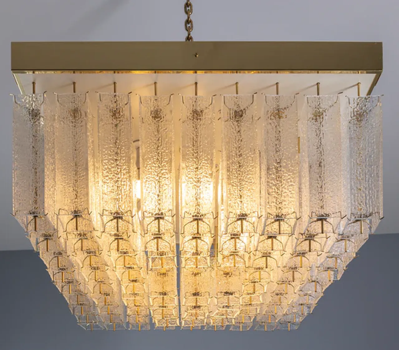 Luce boema a filo in vetro testurizzato e ottone, anni '60 16