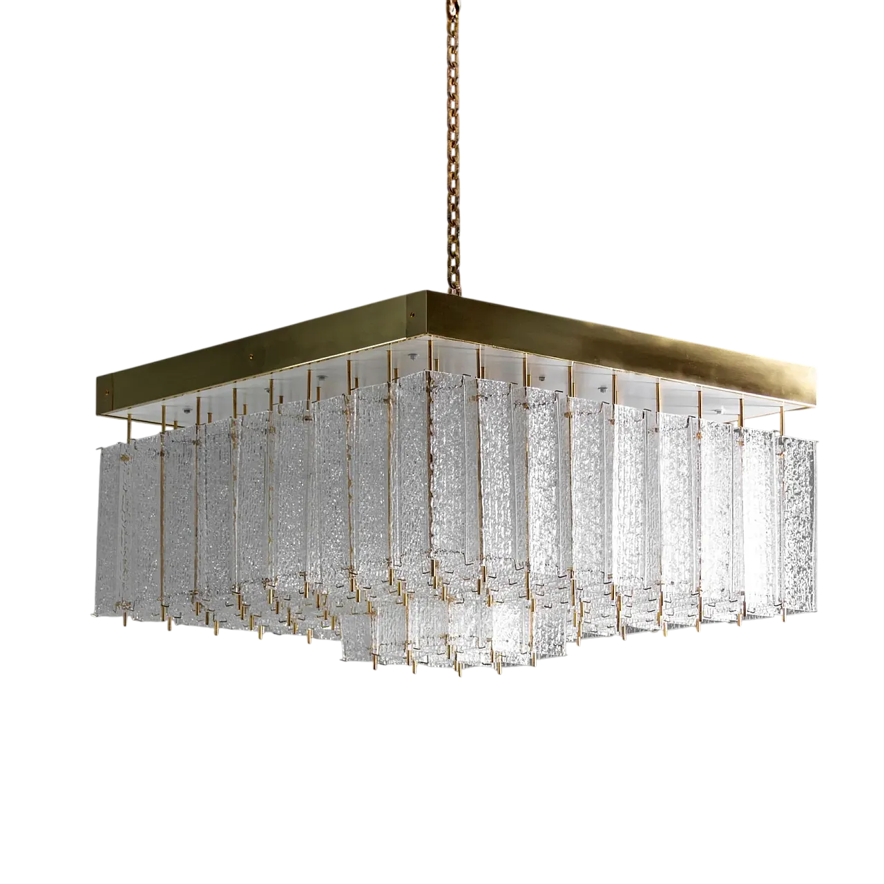 Luce boema a filo in vetro testurizzato e ottone, anni '60 17