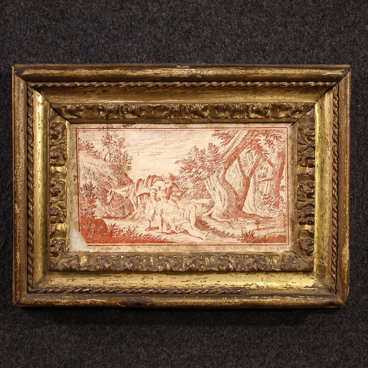 Scagliola panel on slate signed Sayter and dated, 1749 2