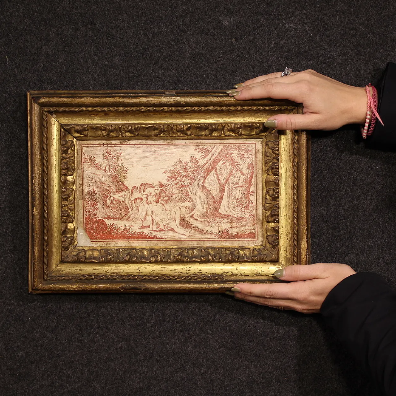 Scagliola panel on slate signed Sayter and dated, 1749 3