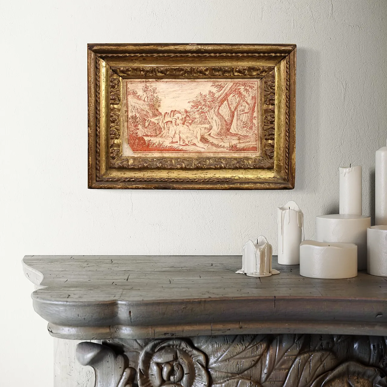 Scagliola panel on slate signed Sayter and dated, 1749 7