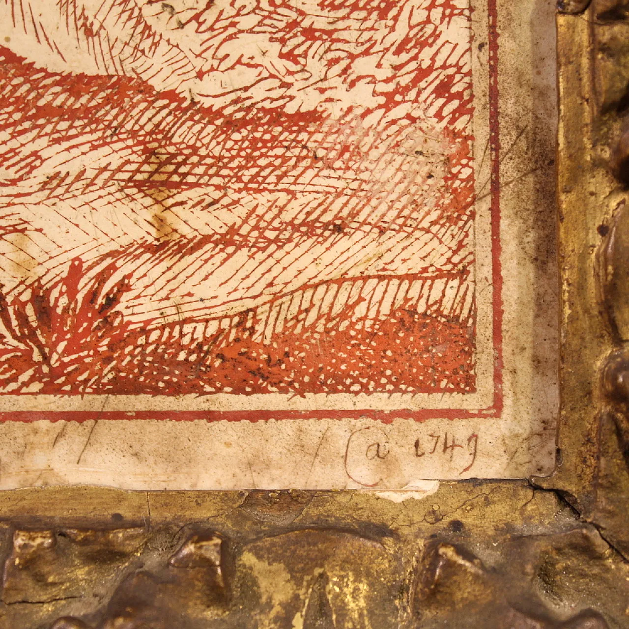 Scagliola panel on slate signed Sayter and dated, 1749 15