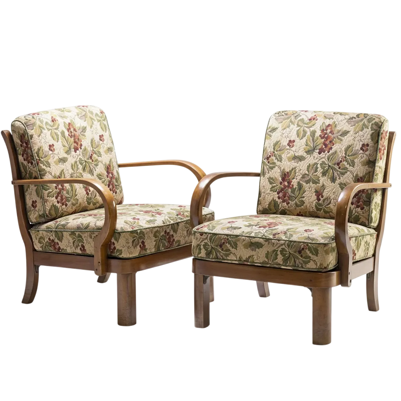 Coppia di poltrone Thonet, struttura in legno curvato, anni '40 7