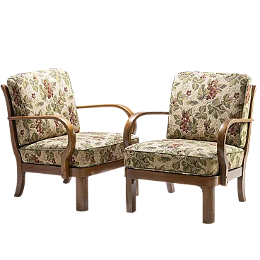 Coppia di poltrone Thonet, struttura in legno curvato, anni '40