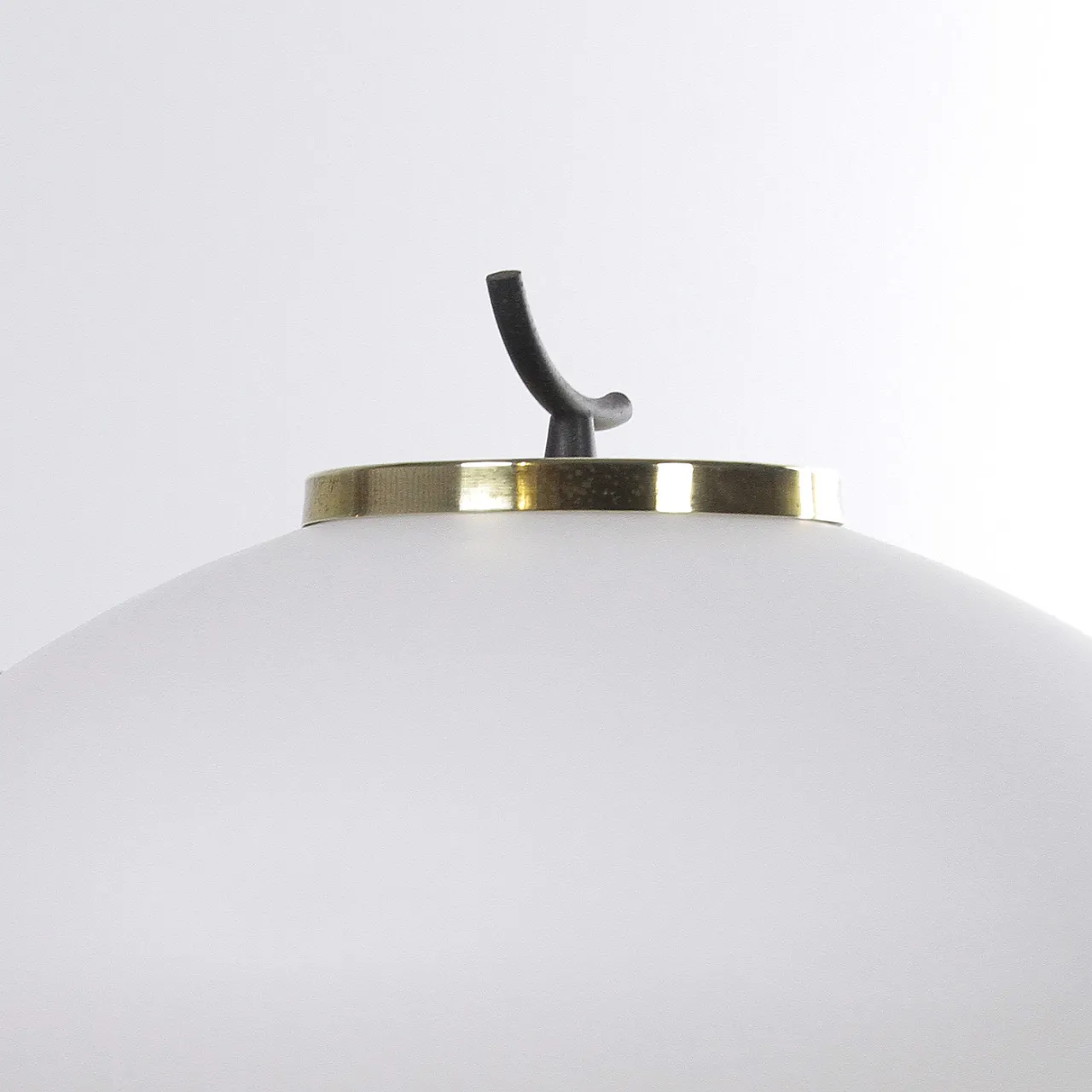 Stilnovo style opaline and brass glass floor lamp, 1950s 4