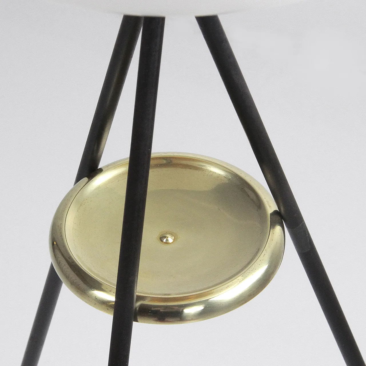 Stilnovo style opaline and brass glass floor lamp, 1950s 6