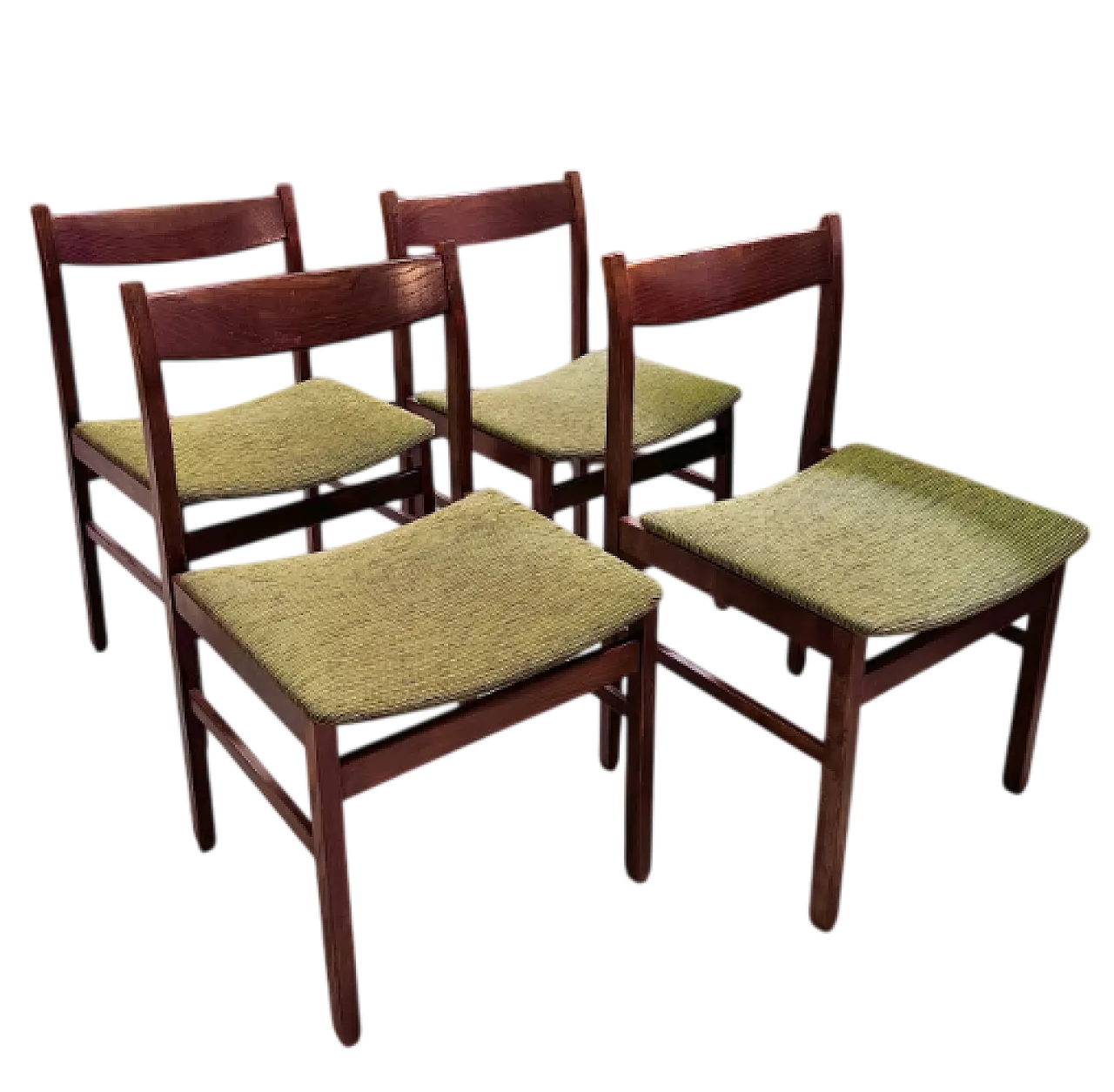 4 Sedie in legno e tessuto, anni '60 6