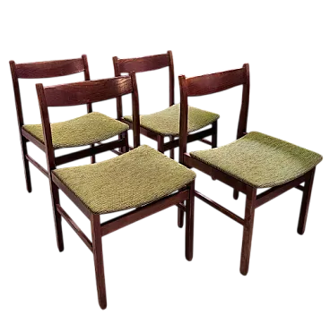 4 Sedie in legno e tessuto, anni '60